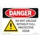 Signmission OSHA Danger, Do Not Unload W/O Full Protective Gear, 7in X 5in Decal, 7" W, 5" H, Landscape OS-DS-D-57-L-1179 - alternate 1